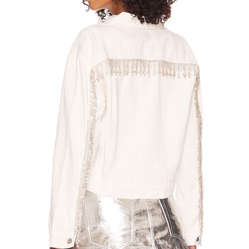 White Jean Jacket with Rhinestones
